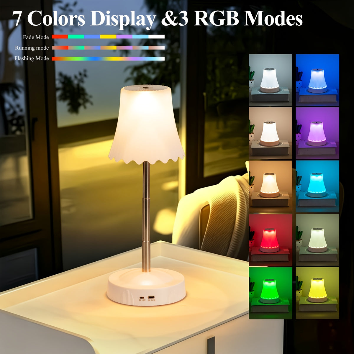 Lampe de table télescopique sans fil à commande gestuelle et RVB