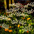 Lampe solaire de jardin feu d'artifice, 120 LED sur 6 tiges souples