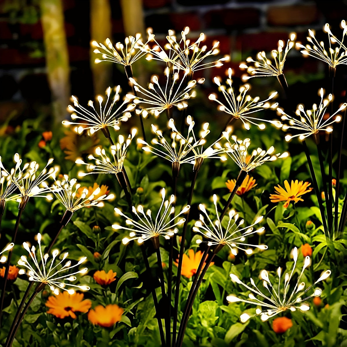 Lampe solaire de jardin feu d'artifice, 120 LED sur 6 tiges souples