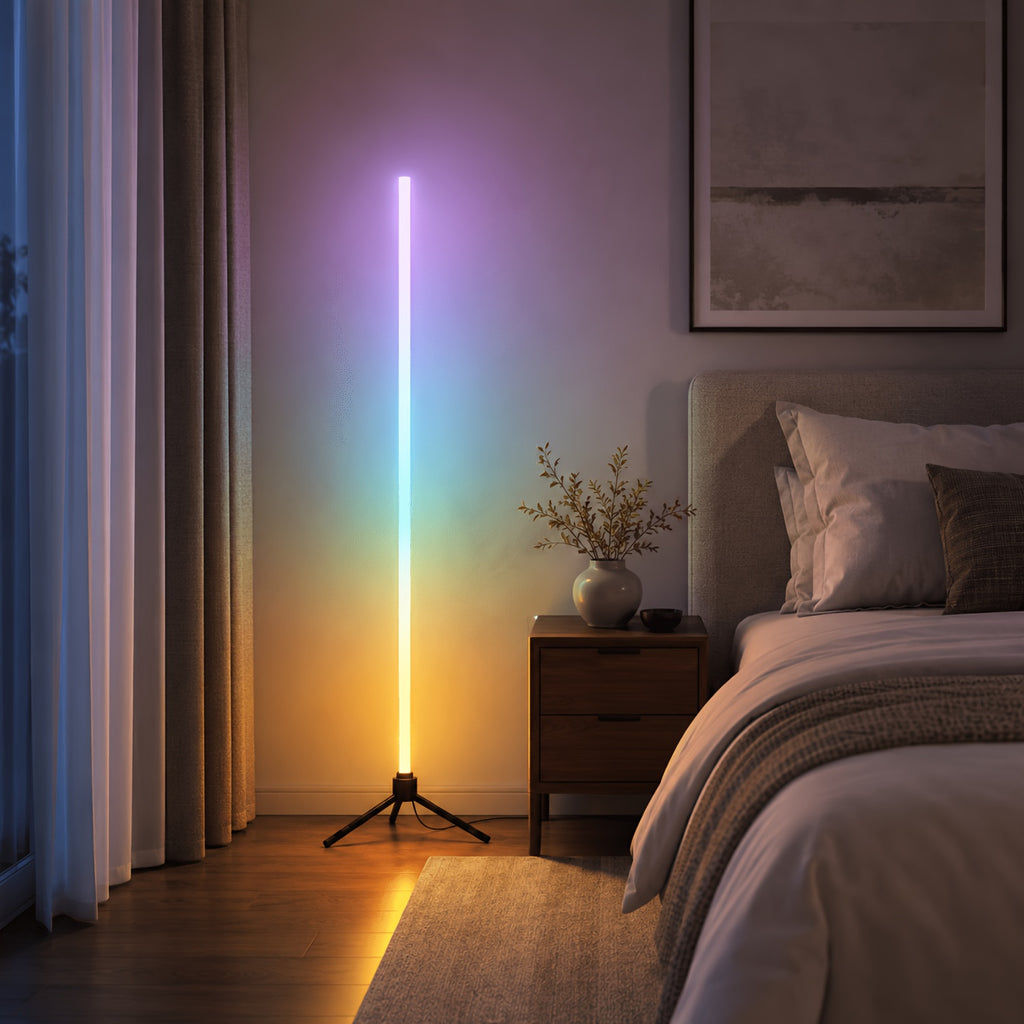 Lampadaire trépied LED RVB synchronisé à la musique, 107 cm
