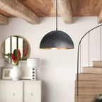 Suspension dôme en métal noir martelé à intérieur doré, Ø 40 cm