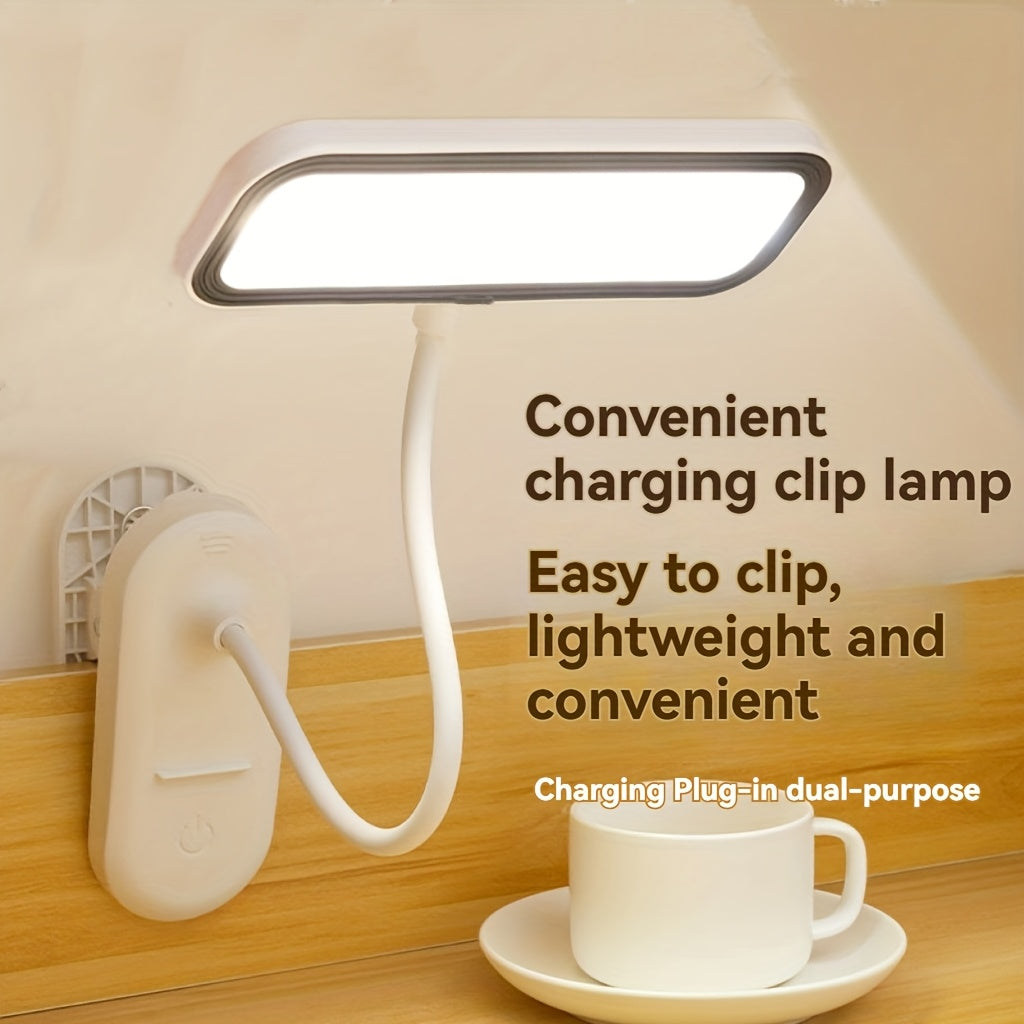 Lampe à pince rechargeable à tête rectangulaire, à poser ou fixer