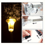 Lampe solaire de jardin à tête de cristal facetté, lumière blanche