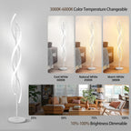 Lampadaire LED double hélice noir ou blanc, télécommande, 152 cm