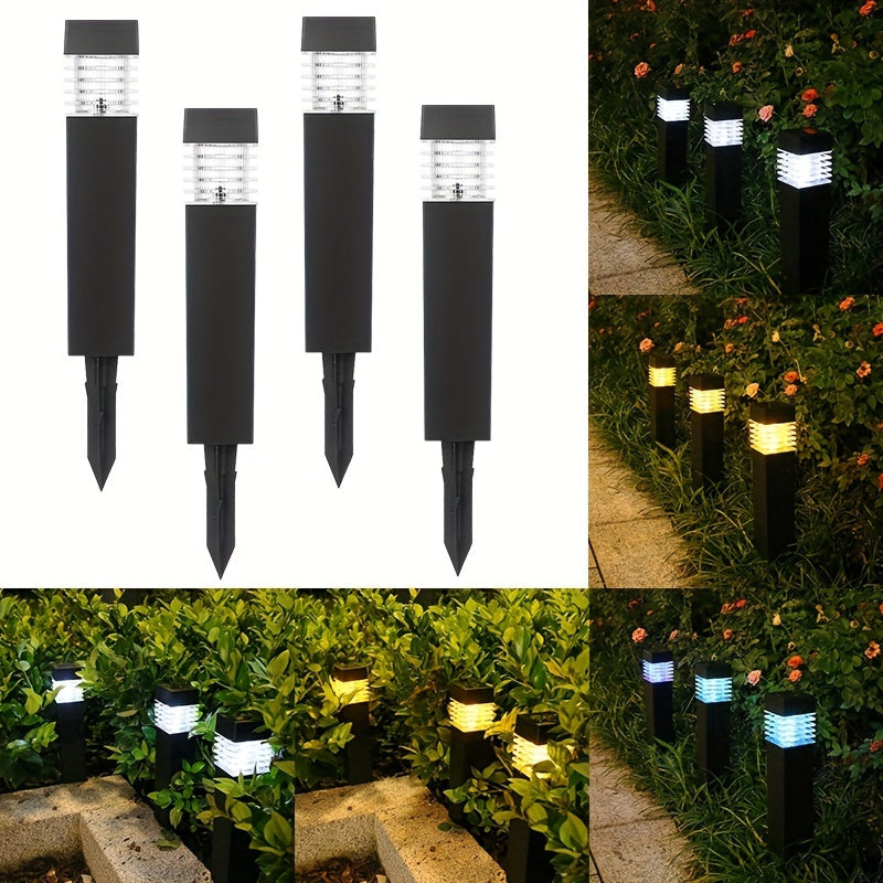 Borne solaire carrée noire à lamelles translucides, lot de 4