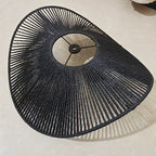 Abat-jour chapeau ondulé en cordelette noire, Ø 41,5 x H 12 cm