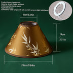 Abat-jour conique ocre à feuilles de bambou dorées, Ø 25 cm