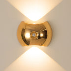 Applique murale LED ovale à détecteur, effet bois ou doré