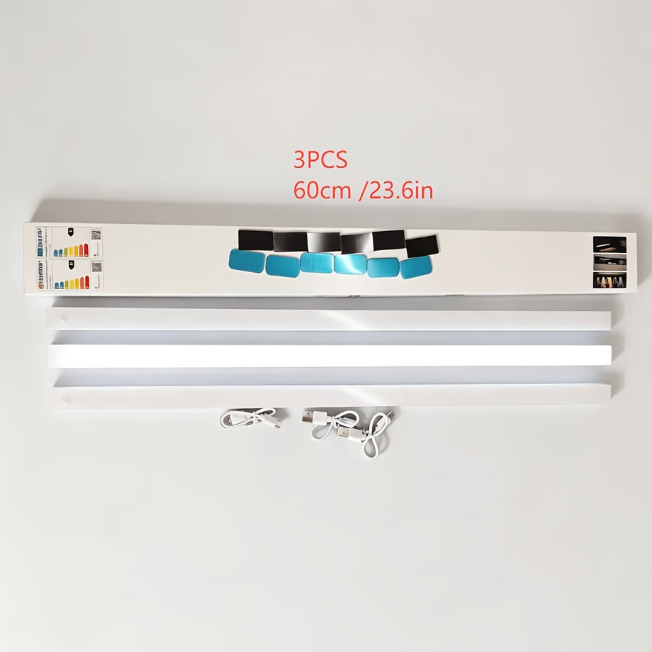 Lot de 3 réglettes LED extra-longues 60 cm à détecteur, sans fil