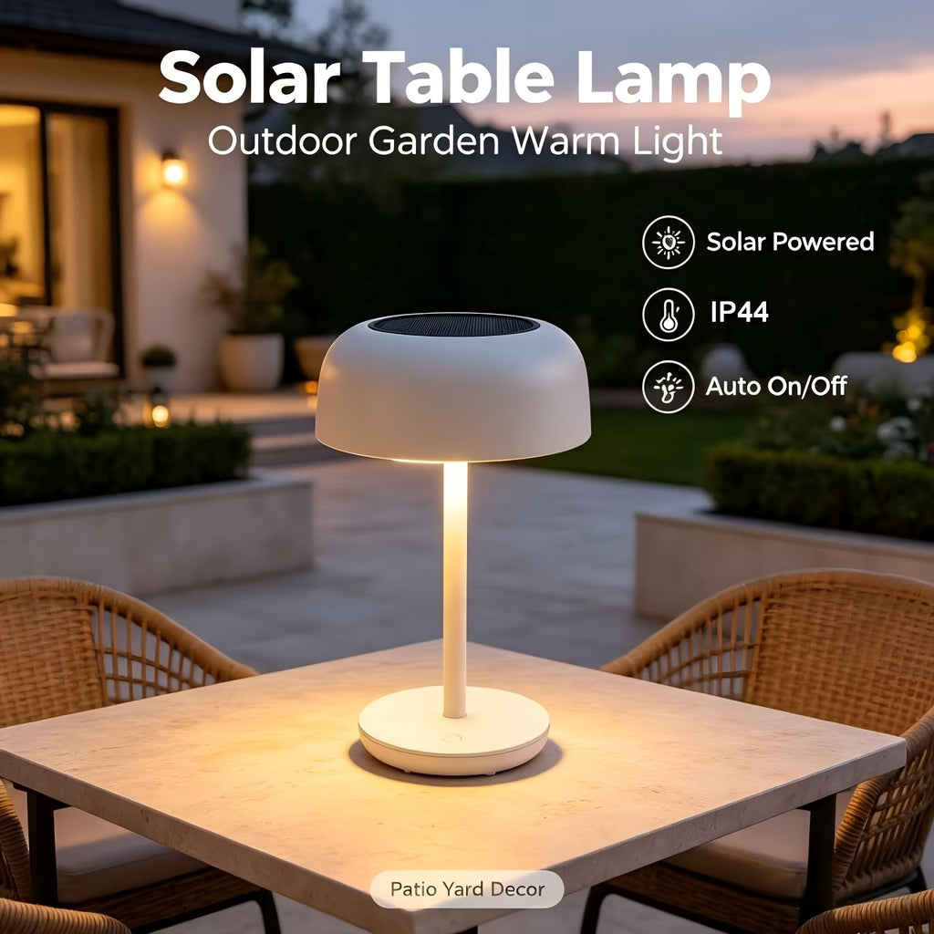 Lampe de table champignon solaire et USB-C, tactile, noire ou blanche