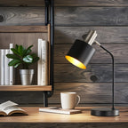 Lampe de chevet noire en métal à tête orientable, douille E27
