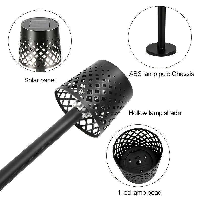 Quatre lampes solaires de bistrot à treillis noir pour table de jardin