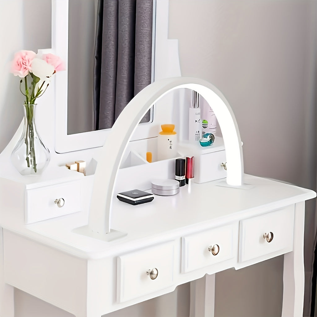 Lampe de bureau LED demi-lune blanche, arche de 42 cm à 3 teintes