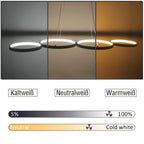 Lustre LED à quatre anneaux en ligne, 88 cm, blanc ou noir