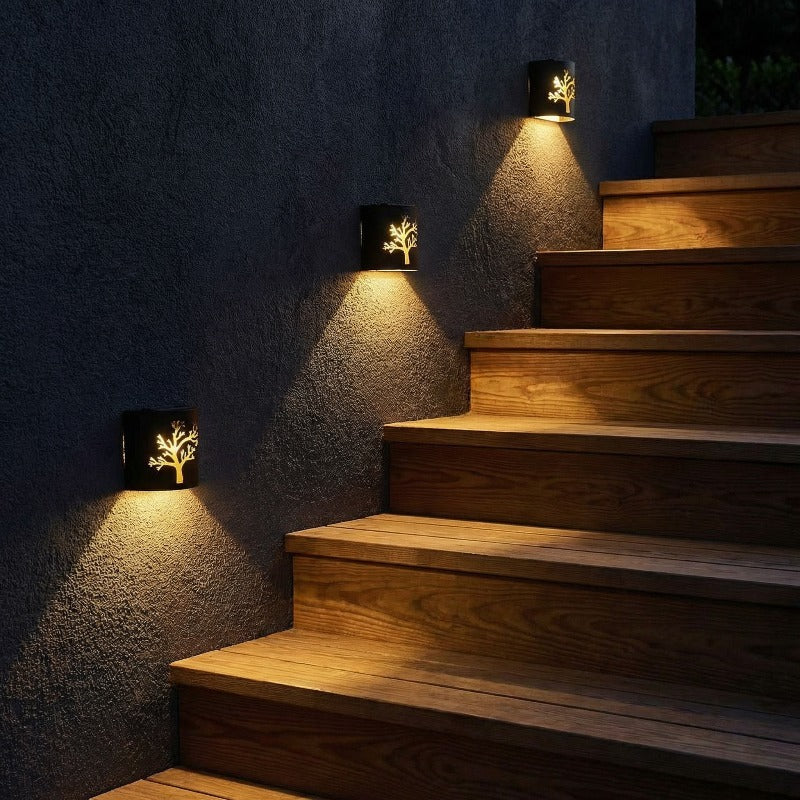 Applique murale LED solaire extérieure motif arbre, lot de 2