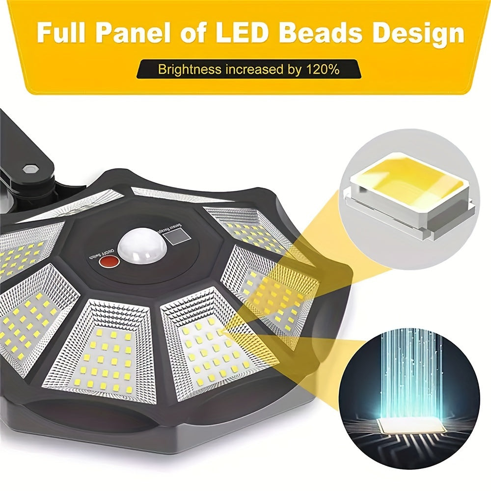 Projecteur solaire octogonal 168 LED à détecteur, lot de 2