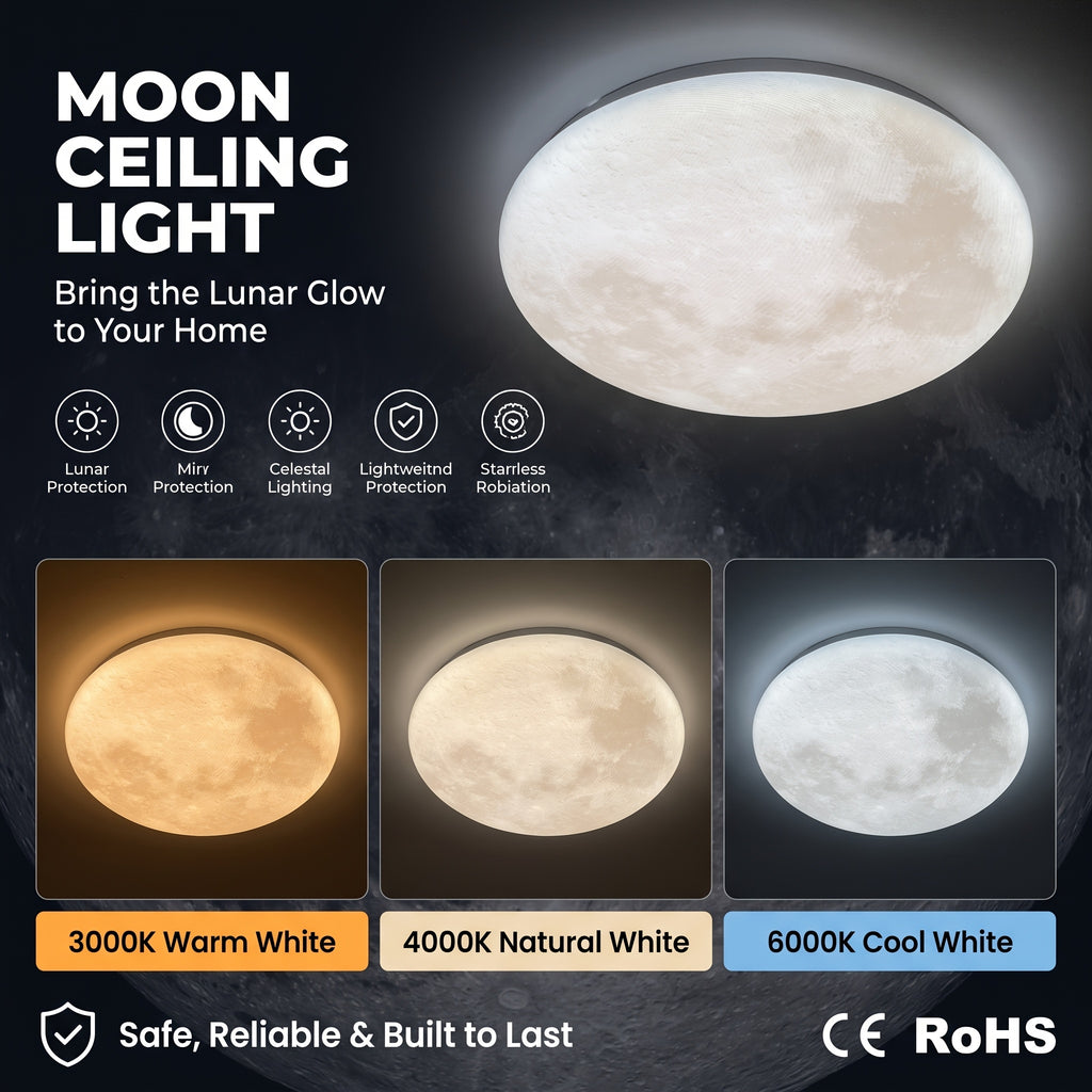 Plafonnier LED pleine lune Ø 33 cm, trois teintes à l'interrupteur