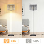 Lampadaire noir à abat-jour en baguettes de verre teinté, 154 cm