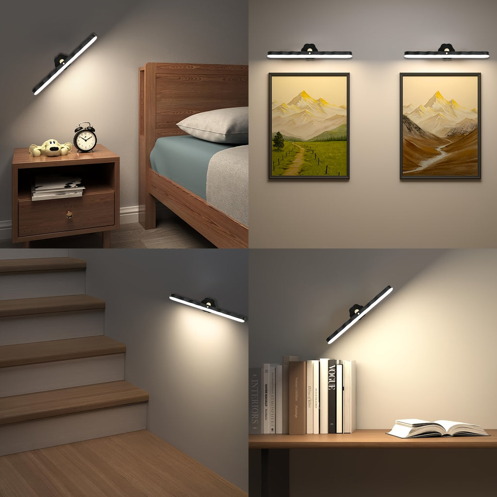 Applique murale LED noire rotative de 30 cm, liseuse sans fil