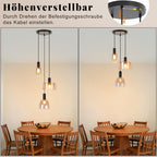 Suspension 3 verres ambrés de formes variées, rosace Ø 22 cm