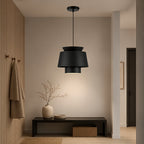 Suspension blanche à trois étages en métal, Ø 23 cm, câble noir