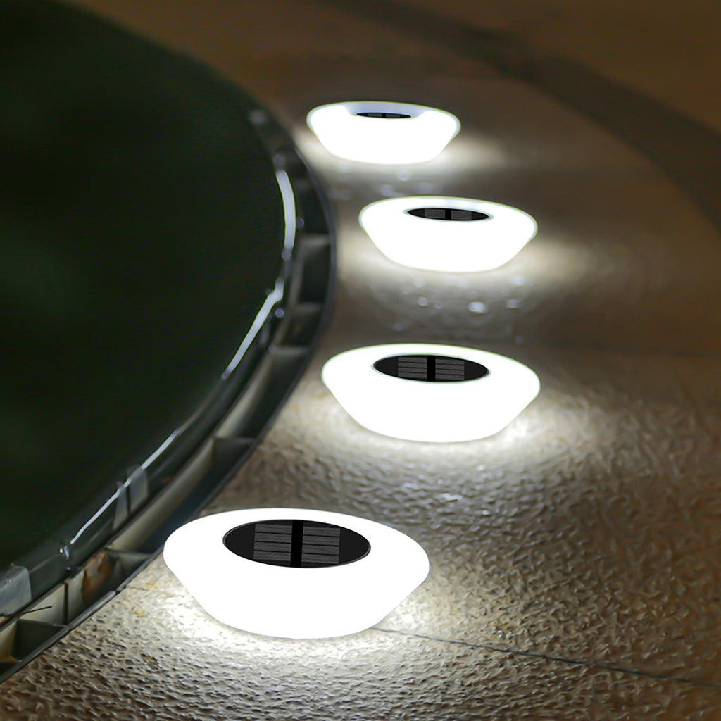Spot solaire de sol à diffuseur opalin 14 LED, Ø 12,4 cm, lot de 4