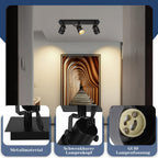 Spot de plafond noir orientable GU10, simple ou barre de 3 spots