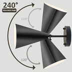 Lot de 2 appliques murales cône orientable, dorées ou noires