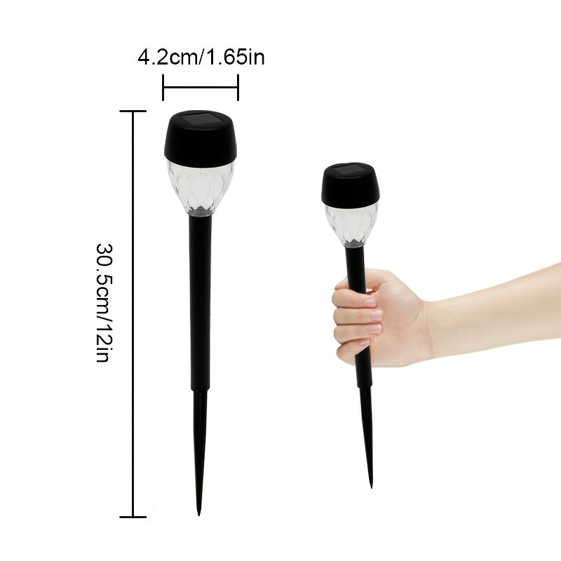 Lampe solaire sucette à tête facettée, rosaces au sol, lot de 8