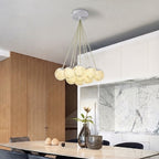 Lustre grappe de globes acryliques LED, doré ou blanc, trois teintes