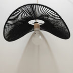 Abat-jour chapeau ondulé en cordelette noire, Ø 41,5 x H 12 cm