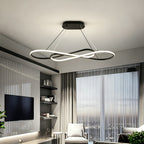 Lustre LED en double boucle infinie de 100 cm, noir, argenté ou doré