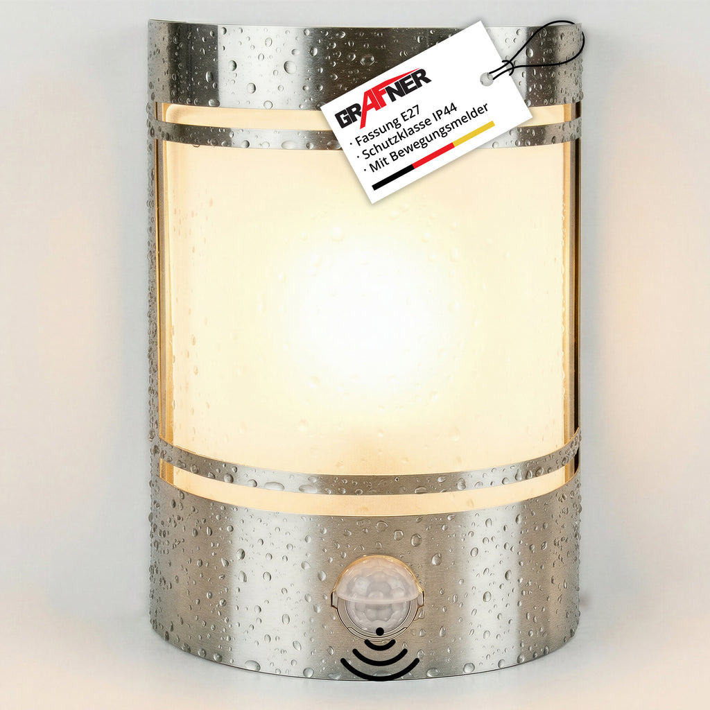 Lampe murale en acier inoxydable avec détecteur de mouvement