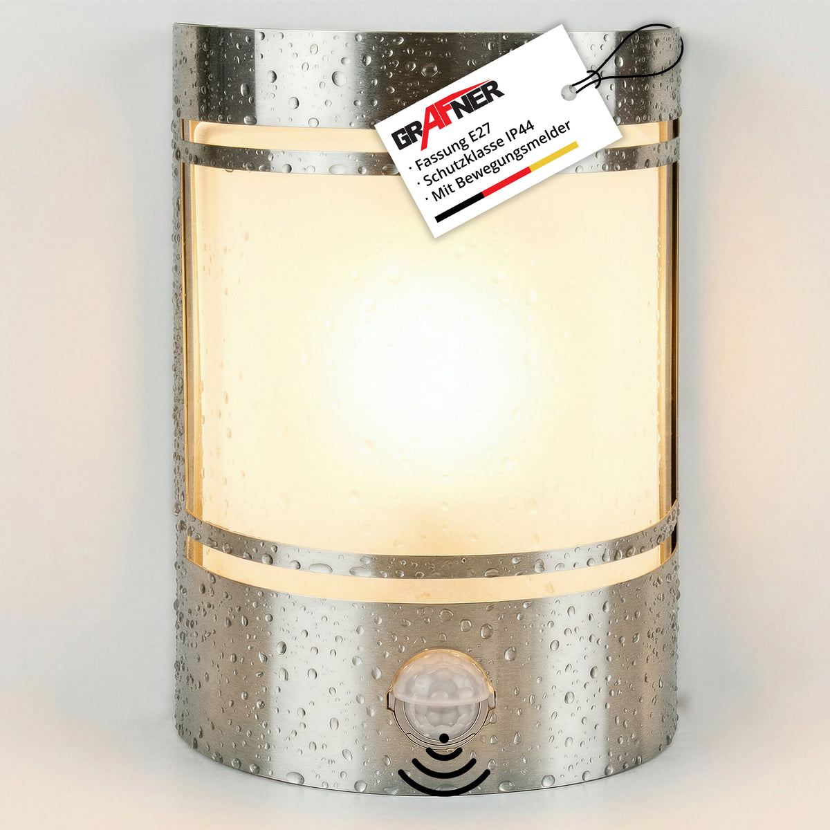 Lampe murale en acier inoxydable avec détecteur de mouvement