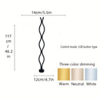 Lampe de sol LED ondulée noire effet cristal, trois teintes, 117 cm