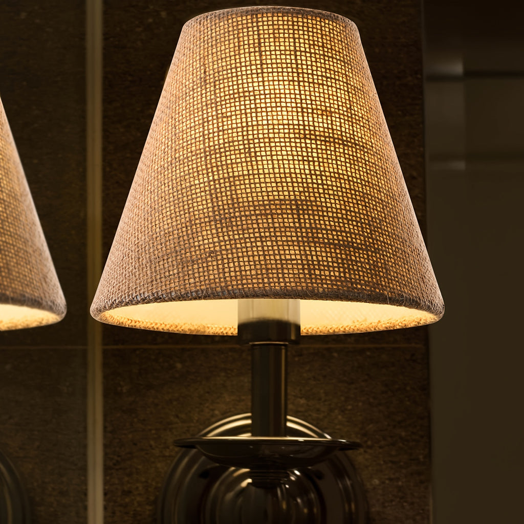 Lot de 6 abat-jour à pince aspect jute ou noirs à intérieur doré