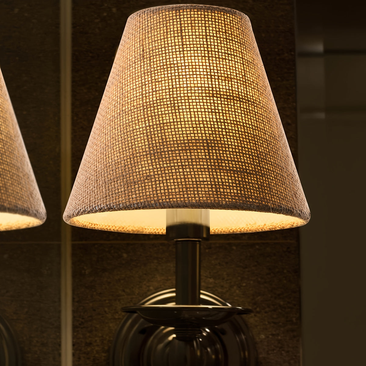 Lot de 6 abat-jour à pince aspect jute ou noirs à intérieur doré