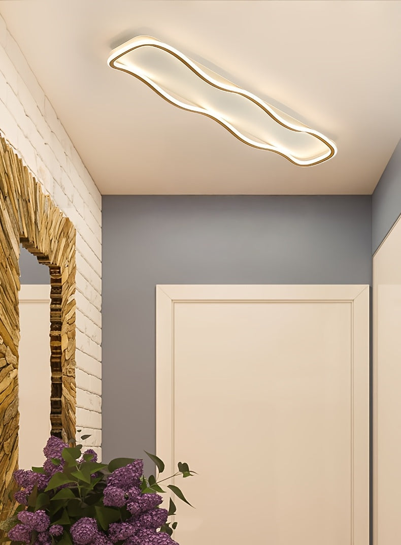 Plafonnier LED ondulé 40 W pour couloir, noir ou doré, 60 cm
