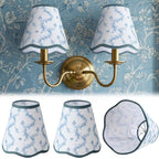 Lot de 6 abat-jour à pince festonnés, feuillage bleu clair