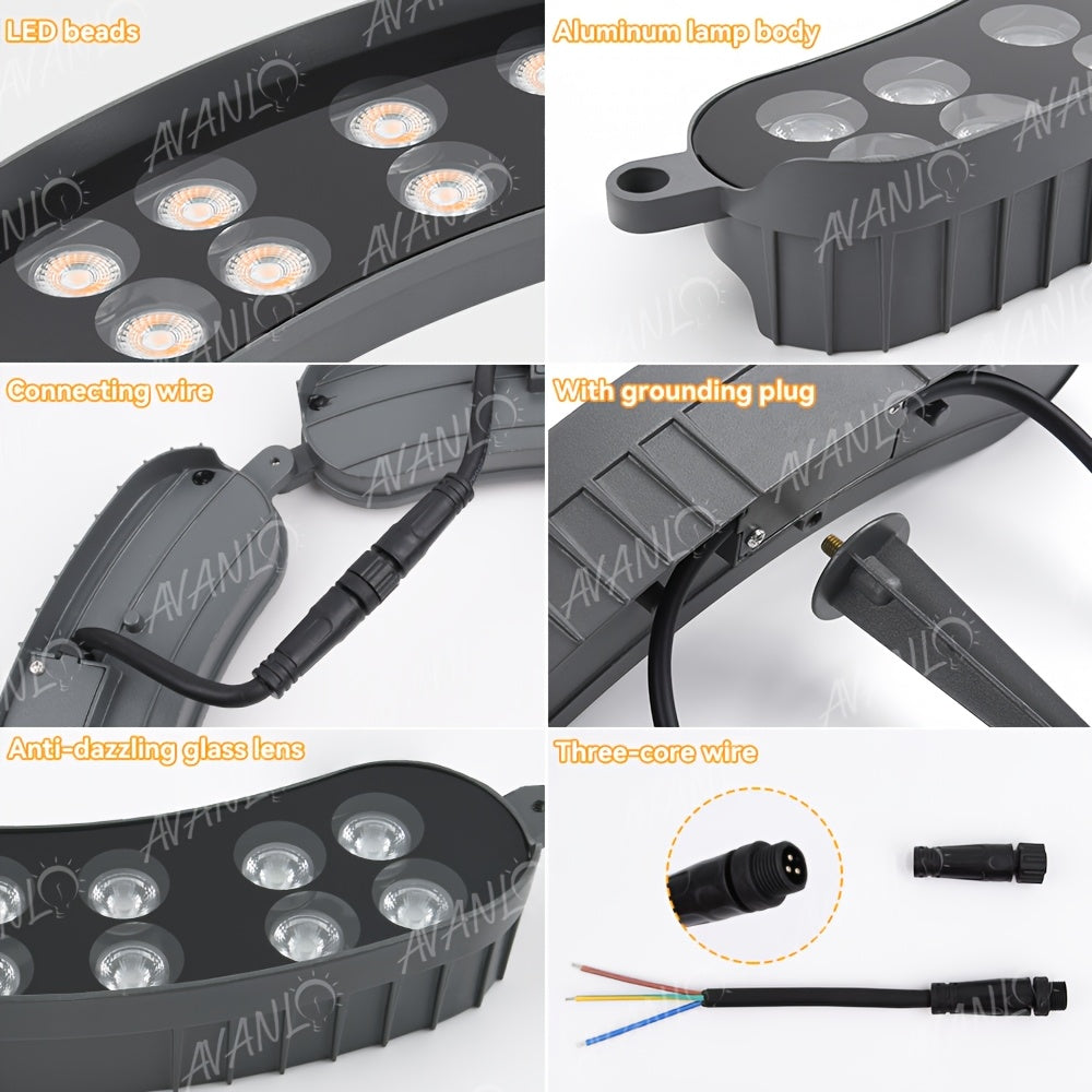 Spot extérieur en anneau LED pour tronc d'arbre, aluminium IP65