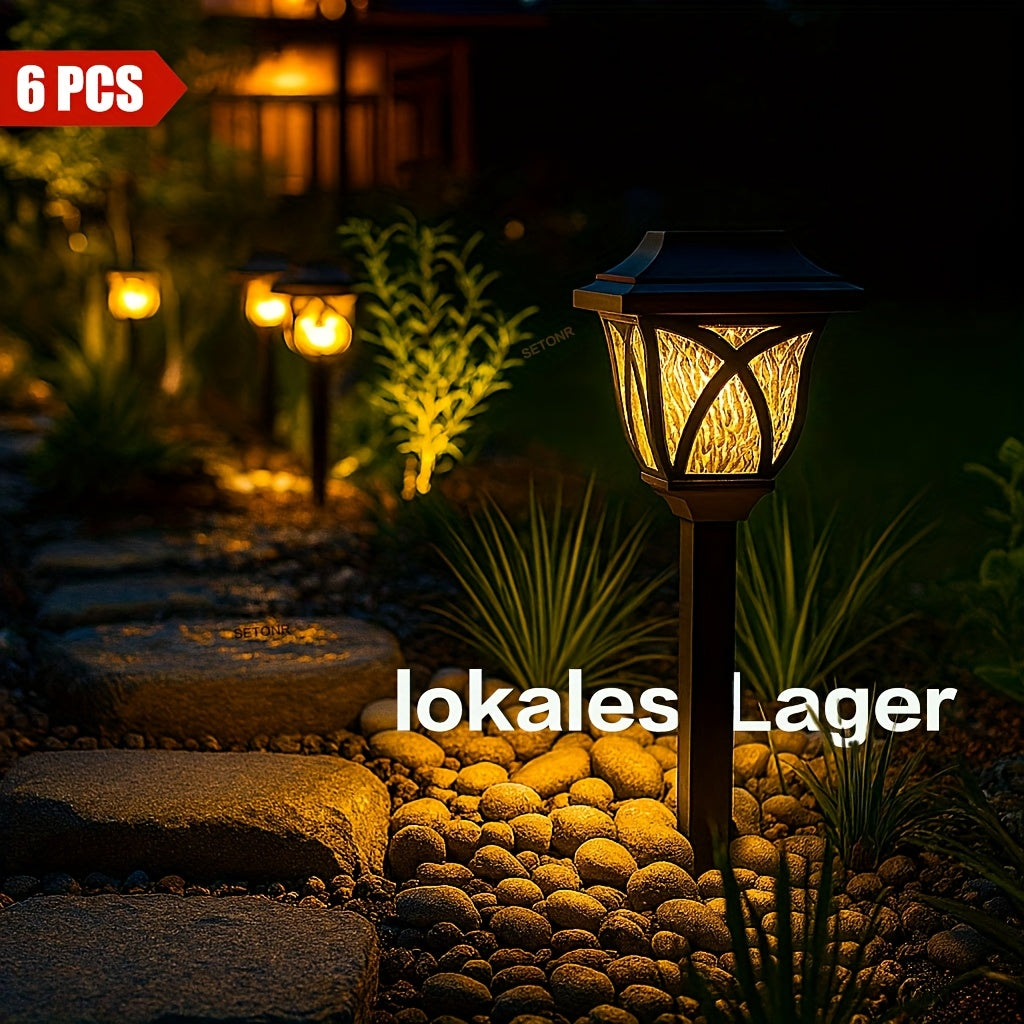 Lampe solaire lanterne à treillis et diffuseur ondé, lot de 6