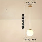 Suspension boule opaline Ø 20 cm sur longue tige dorée de 138 cm