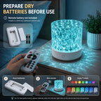 Lampe d'ambiance à reflets d'eau, cylindre ciselé et télécommande