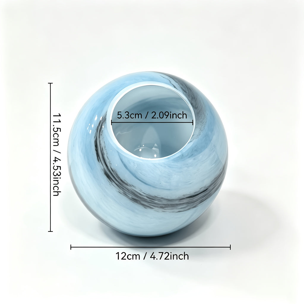 Globe en verre motif planète, bleu ou brun marbré, Ø 12 cm