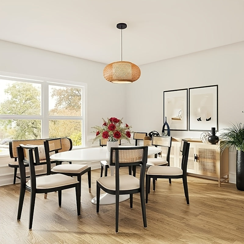 Suspension en bambou ovale de 40 cm à diffuseur en tissu
