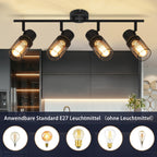 Plafonnier 3 spots en maille noire orientables, rampe de 48 cm, E27