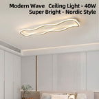 Plafonnier LED ondulé 40 W pour couloir, noir ou doré, 60 cm