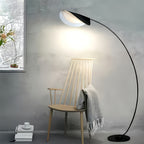 Lampadaire arc noir à abat-jour feuille, 200 cm, douille E27