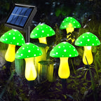 Guirlande solaire de 8 champignons verts à pois, à planter, IP44