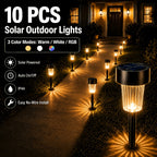 Lampe solaire à abat-jour cannelé transparent, IP44, lot de 10